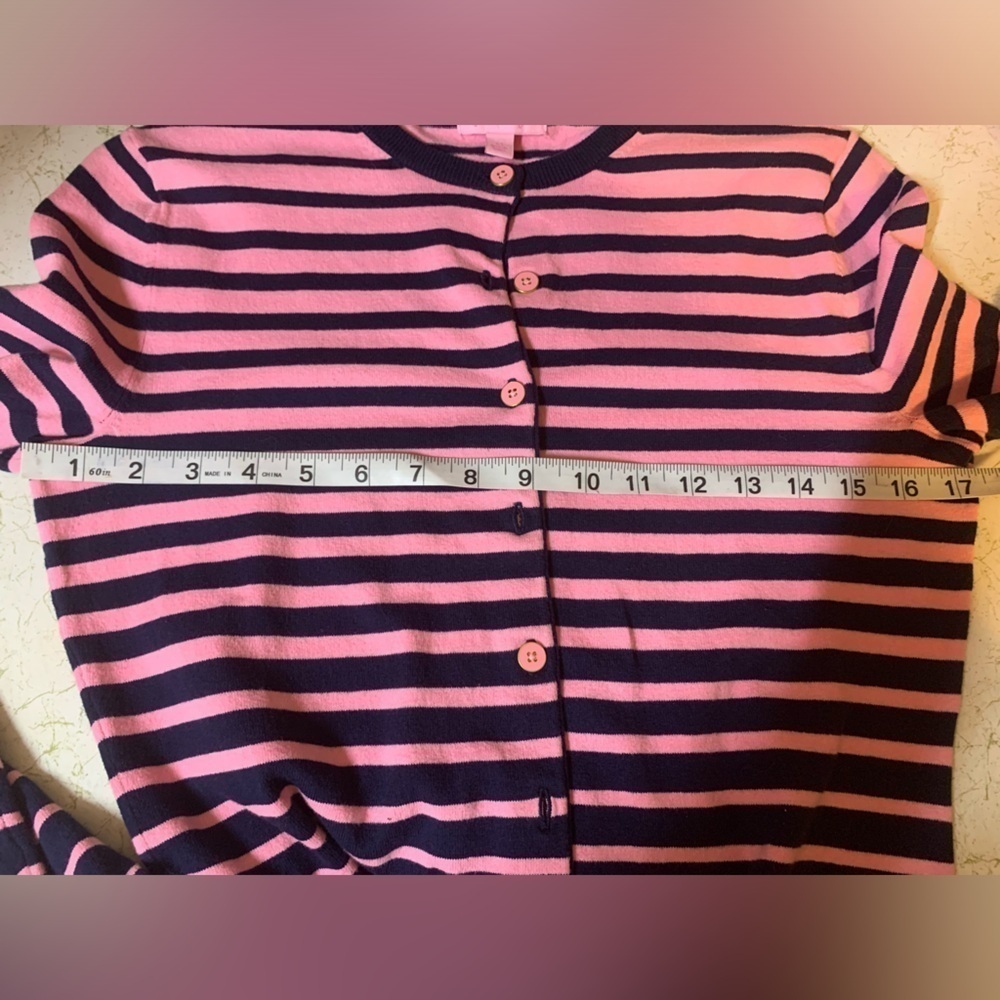 Lily Pulitzer Pink/Navy Stripe Cardigan - Picture 5 of 7